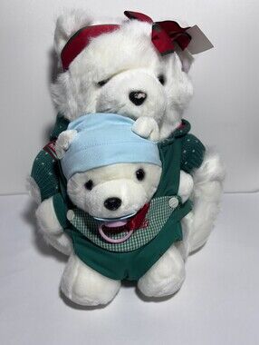 Dayton Hudson Mrs Santa Bear w/Baby 2002  15” Plush Green With Bag